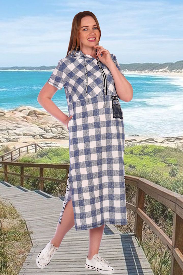 Фото товара 21288, длинное летнее платье с капюшоном